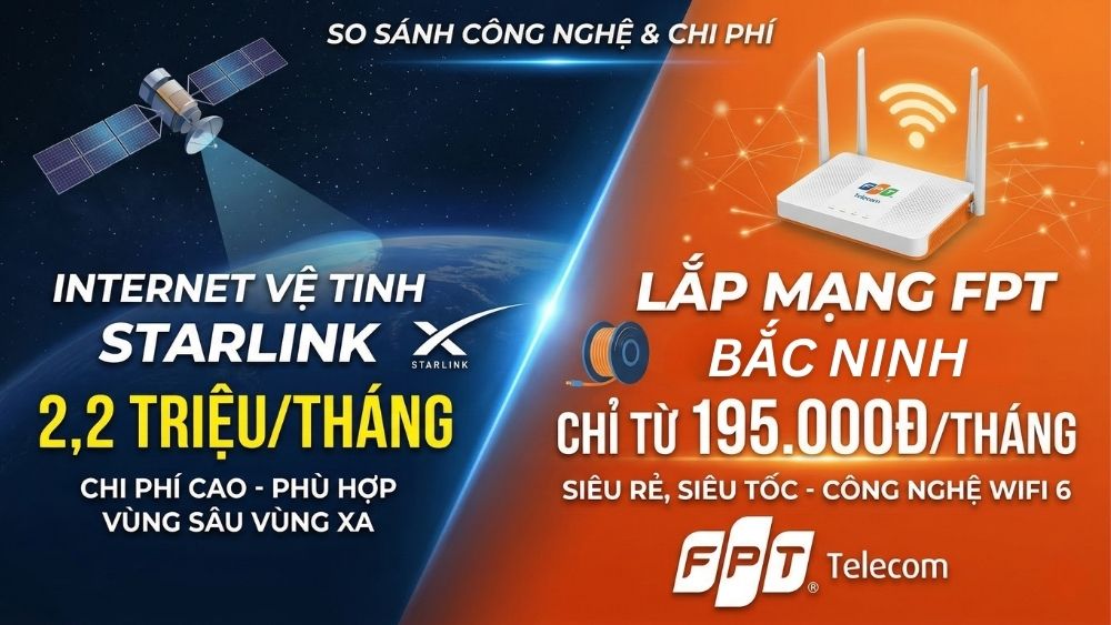 so sánh internet vệ tinh Starlink với cáp quang FPT ở Bắc Ninh